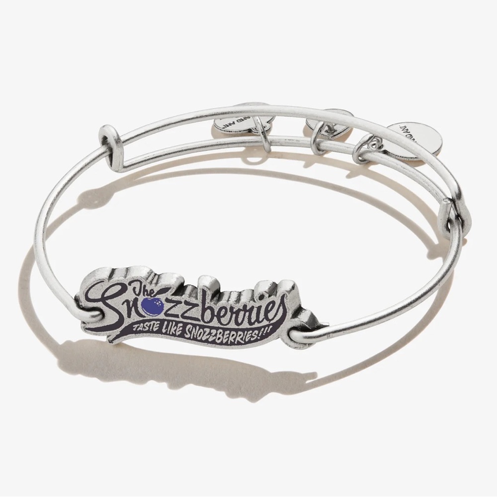 Alex and Ani Willy Wonka Snozzberries Silver Inline Charm Bangle Bracelet NWT